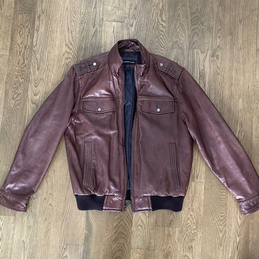Andrew Marc Brown Leather Bomber